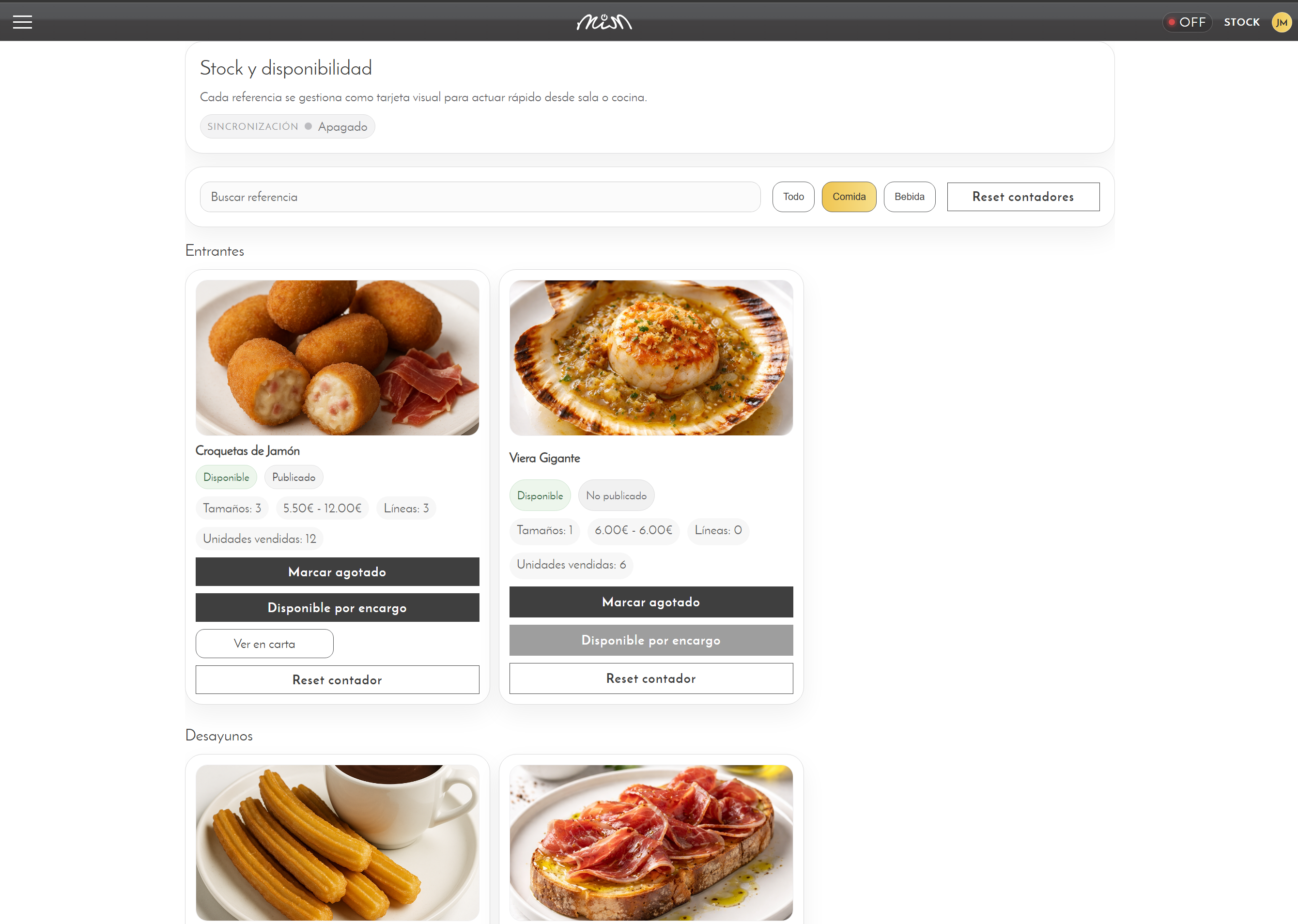 Captura de la funcionalidad: Control de inventario y disponibilidad por producto